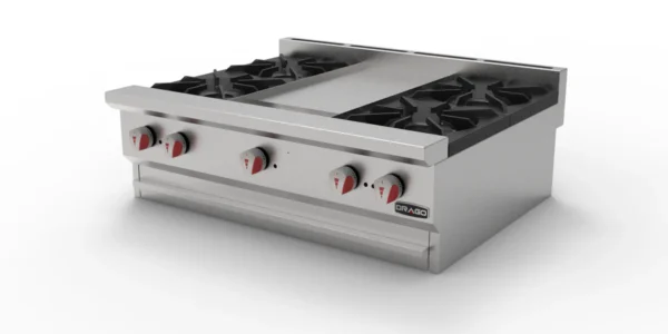 DRAGO- CG-40P/ Parrilla de 4 quemadores y plancha de 1
