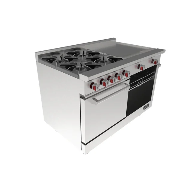 DRAGO CG-41 PD/ Estufa con 4 quemadores y plancha de 2 pies